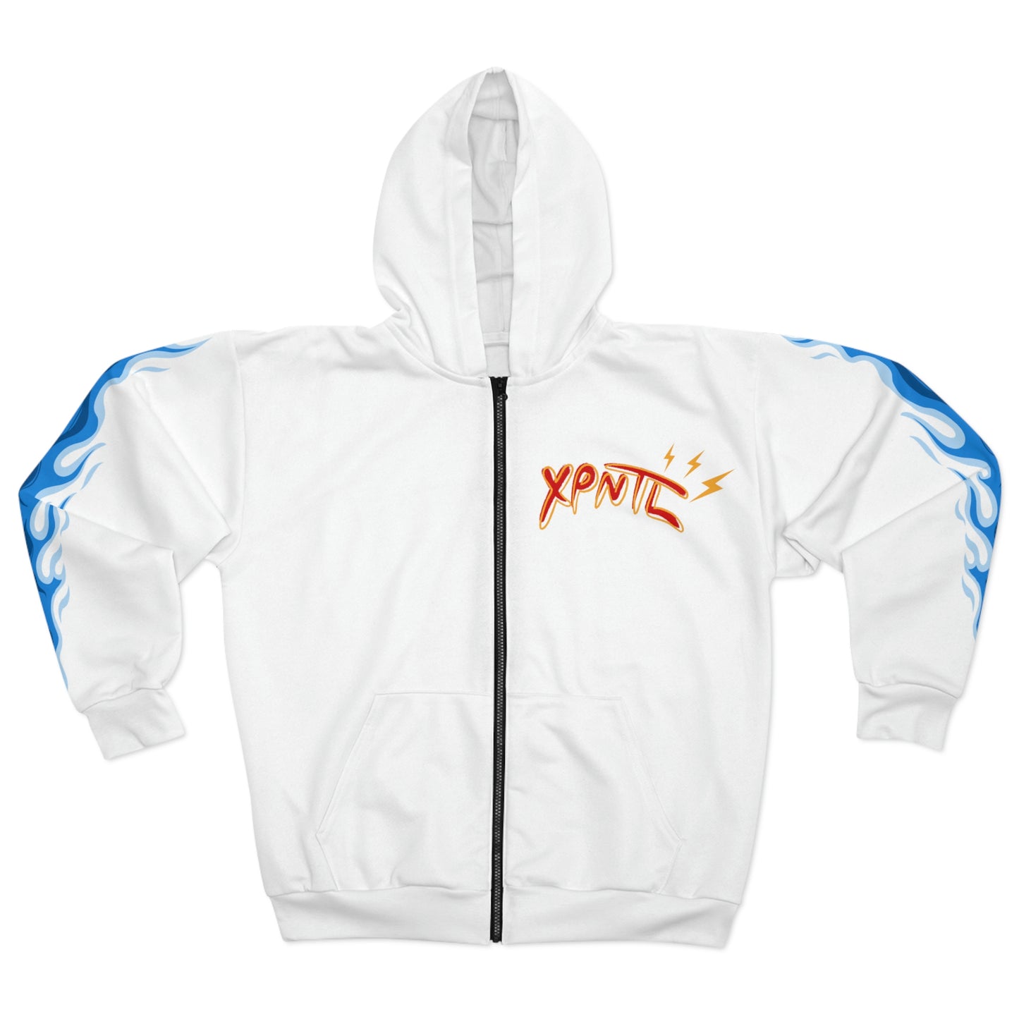 XPNTL Blue Flames Zip Hoodie (White)