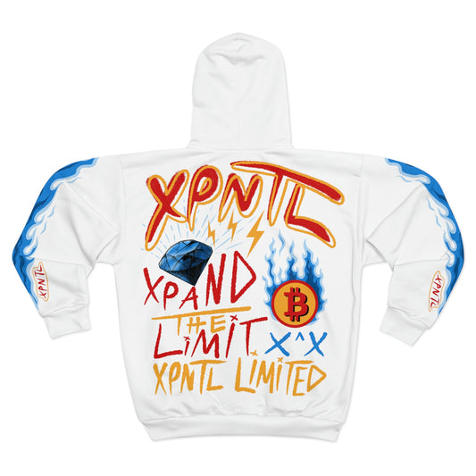 XPNTL Blue Flames Zip Hoodie (White)